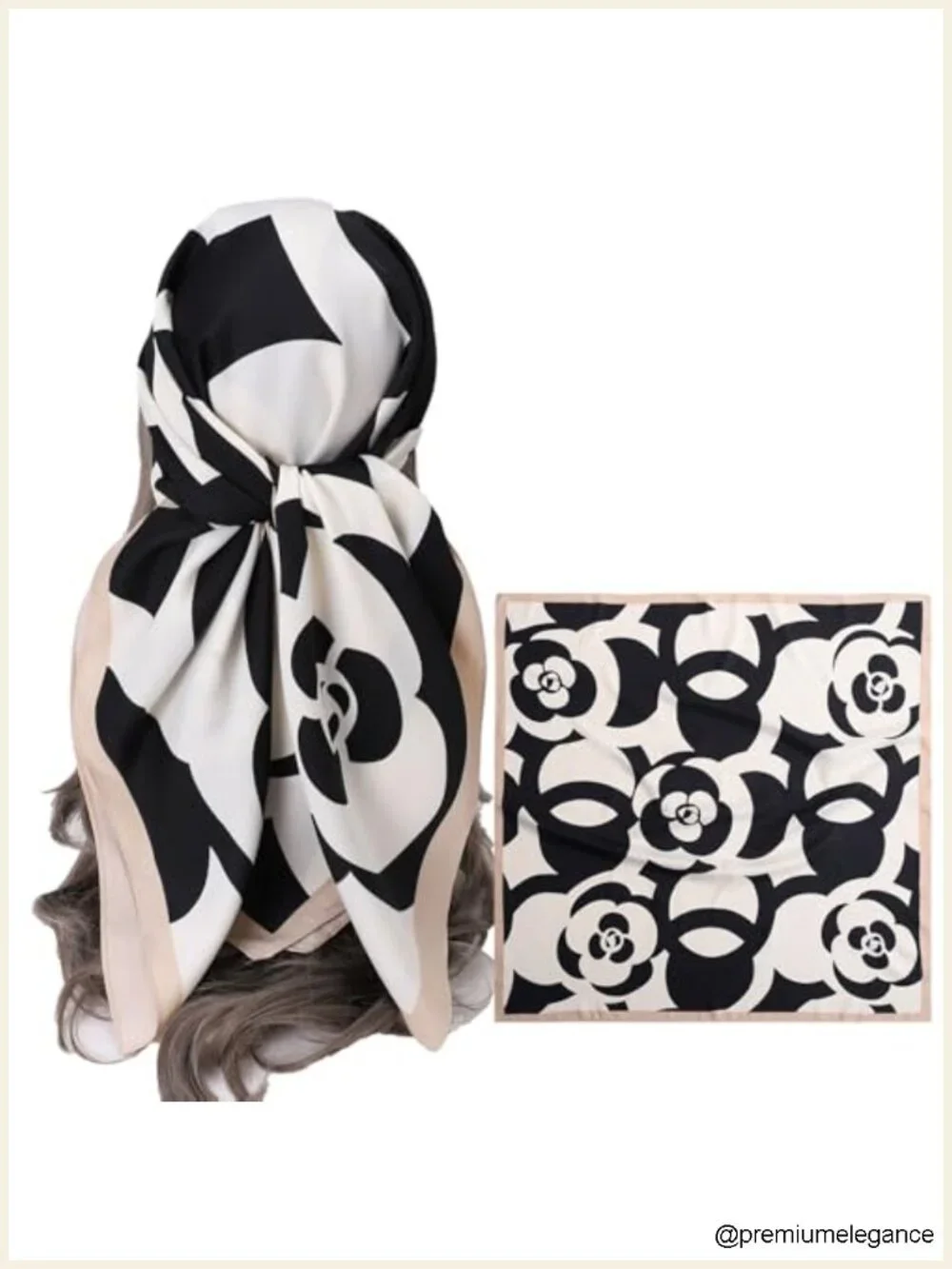 Silk Like Square Head Scarf Large 35in Hair Wrap Twill Weave Bandana